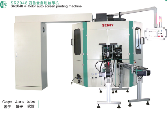 3-Color 60pcs/Min Round Jars/cap automatic UV Screen Printing Machine