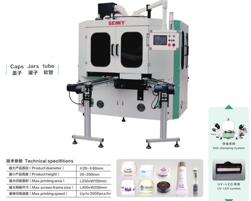 3-color Round Jar/Cap Automatic UV Screen Printing Machine 50 Pcs/Min