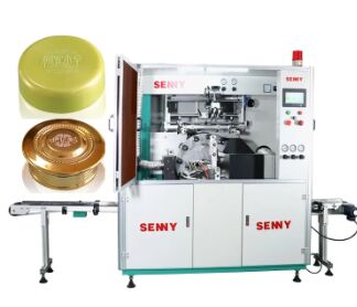 Flat Screen Printing Machine designed for printing on plastic tubes round cans and caps with automatic feeding and uv curing