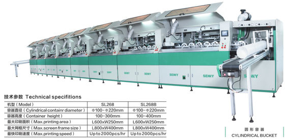 600*250mm 2000pcs/Hr Multicolor Screen Printing Machine For Bucket